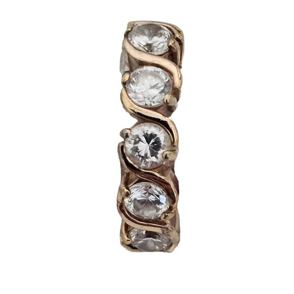 Gold Tone Cubic Zirconia Ring With Wave Design & Five Round Stones - Picture 5 of 5